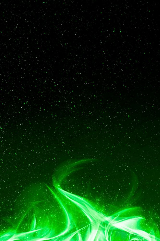 Dramatic green fire flame psd border
