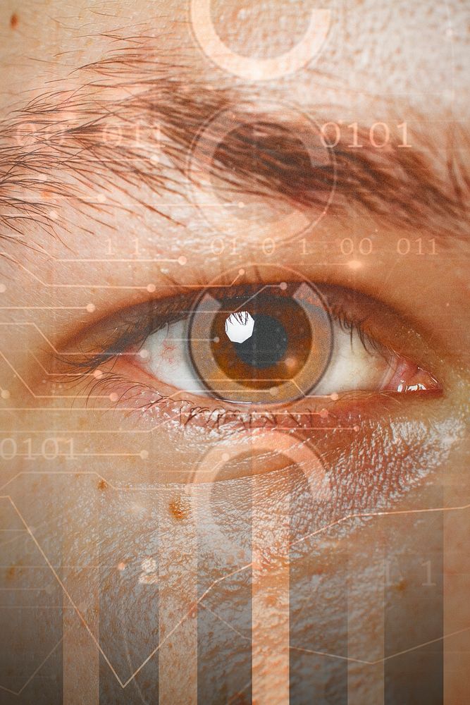 Man's eye with smart contact lens