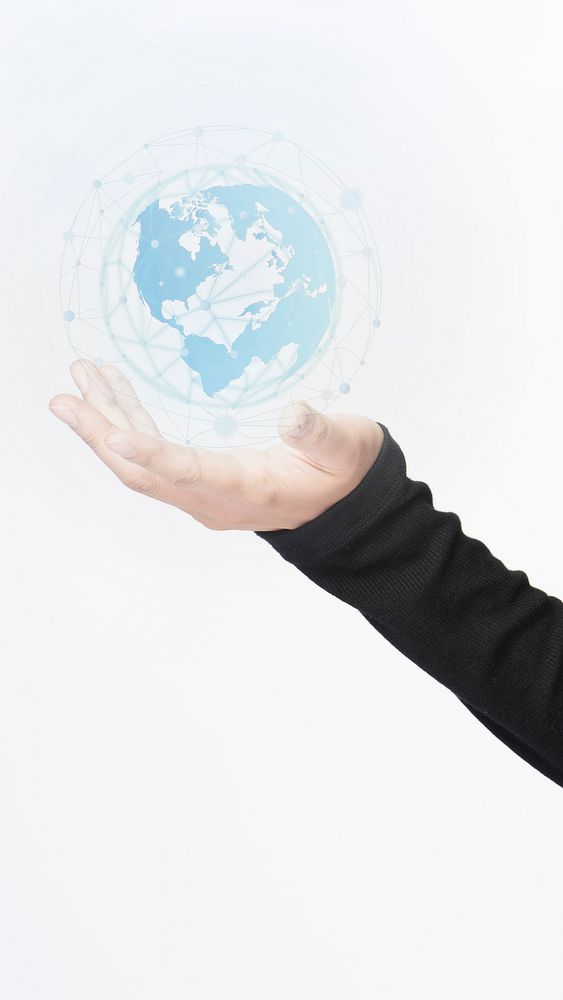 Human holding a digitally generated globe