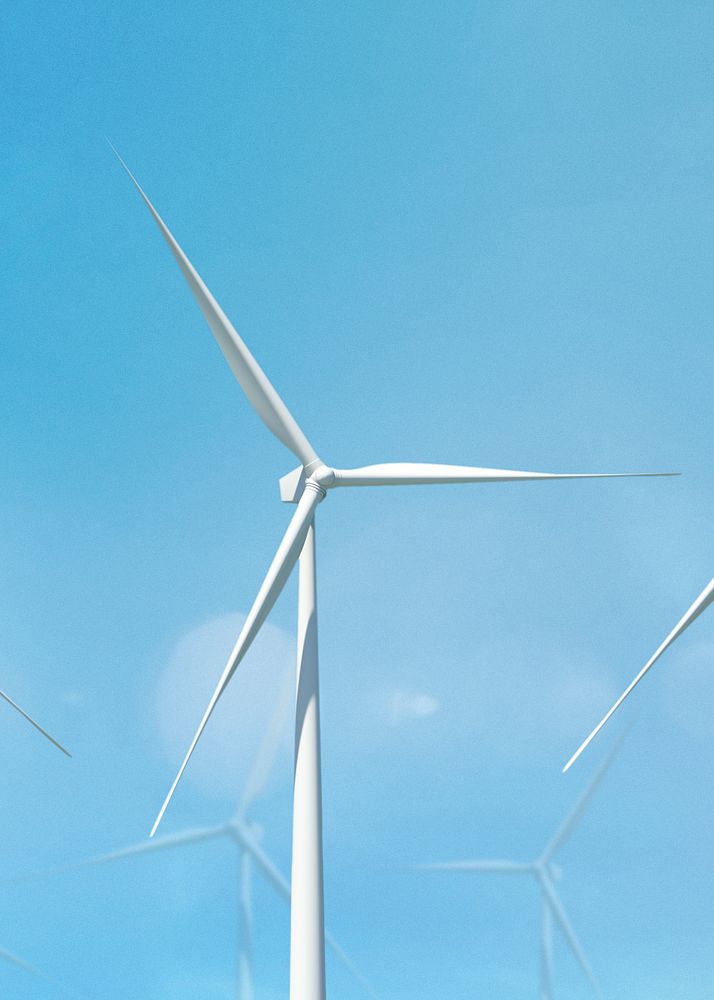Wind turbine with blue sky background