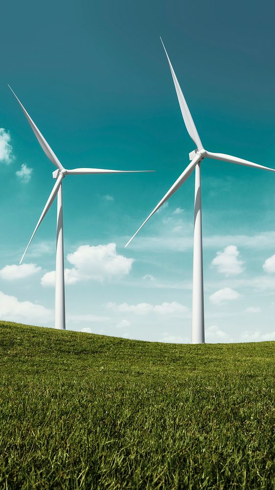 Wind turbines clean energy background