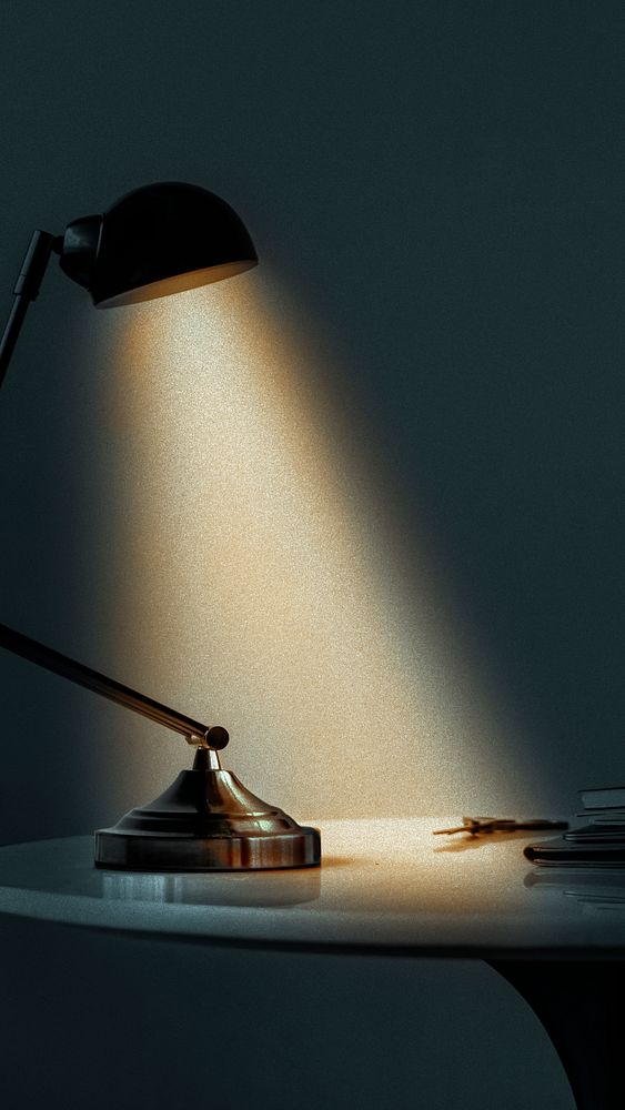 Vintage table lamp illuminating the dark
