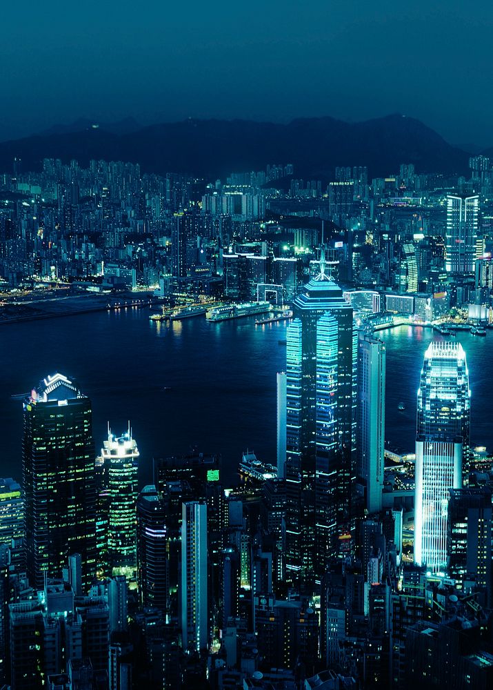 Hong Kong illuminated by city lights