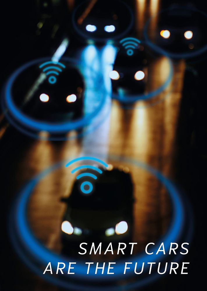 Driverless car vector editable poster template automotive technology