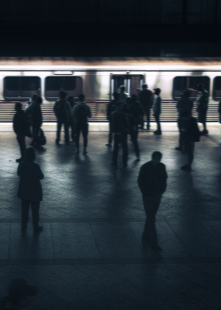 Business commuters at the subway station