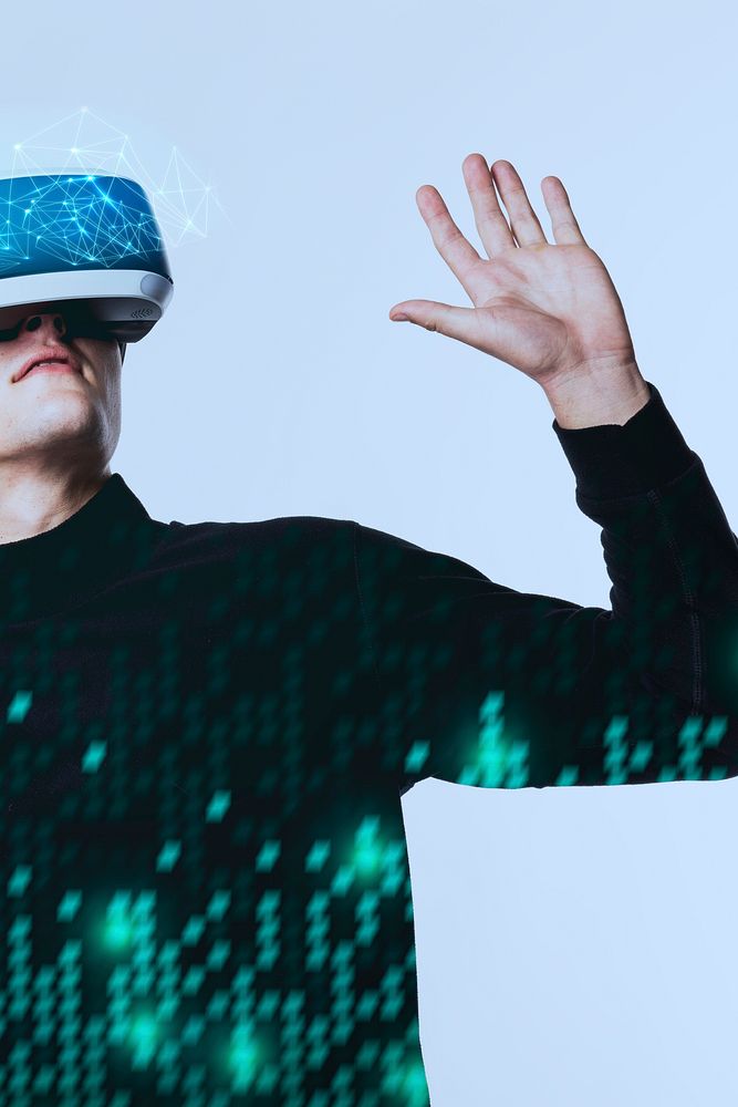 Man in VR headset  smart technology