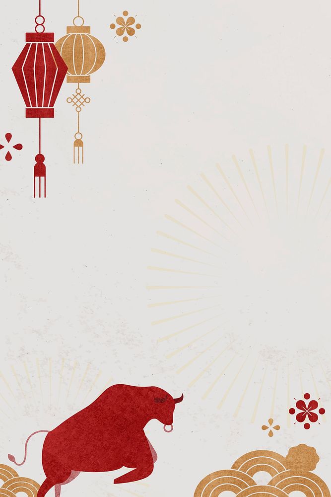 Ox pattern gray background psd border for Chinese New Year