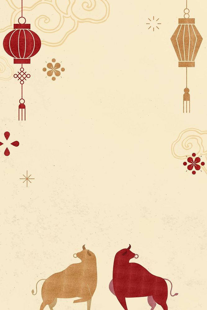 Lunar New Year psd yellow frame ox background