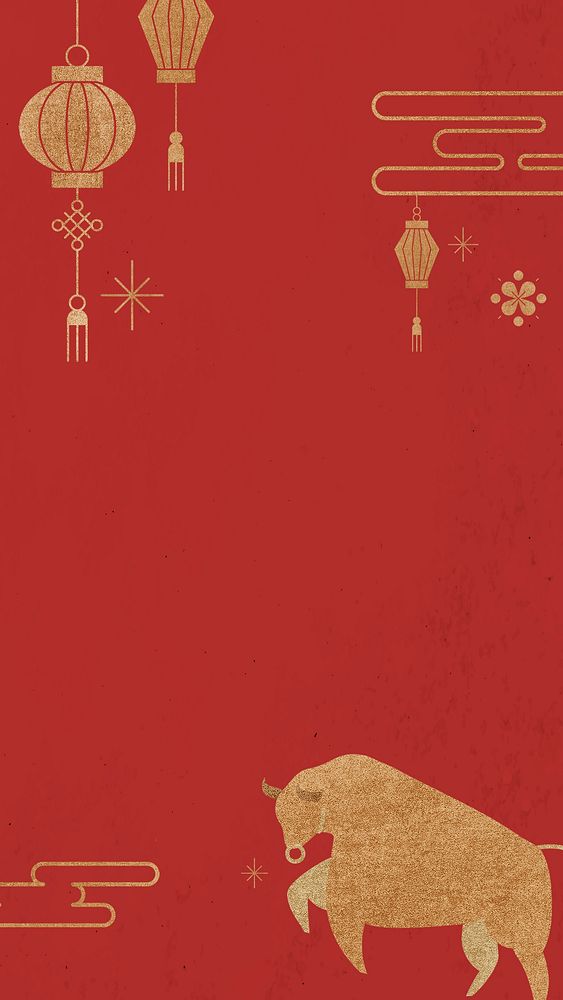 Year of ox psd red border background