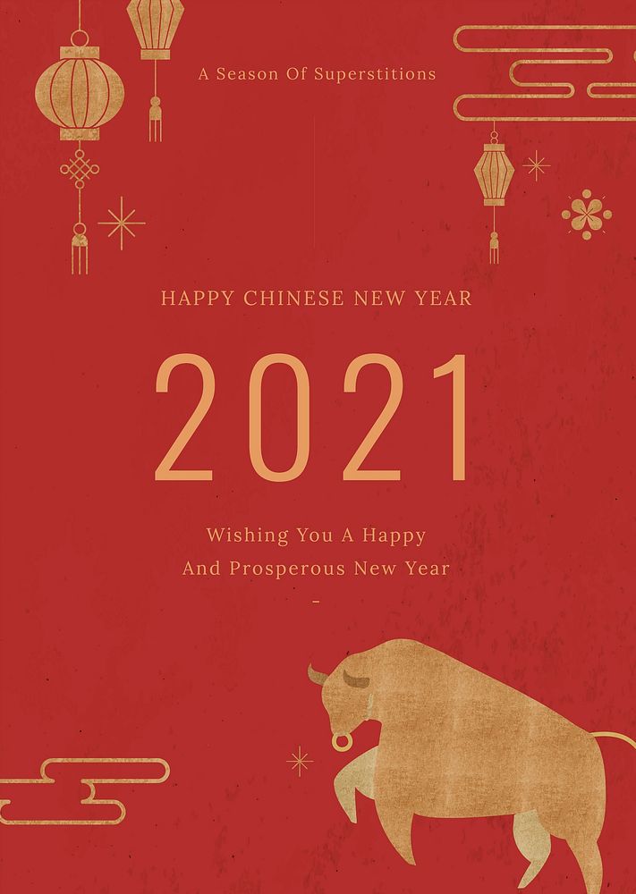 Chinese New Year vector 2021 editable greeting card