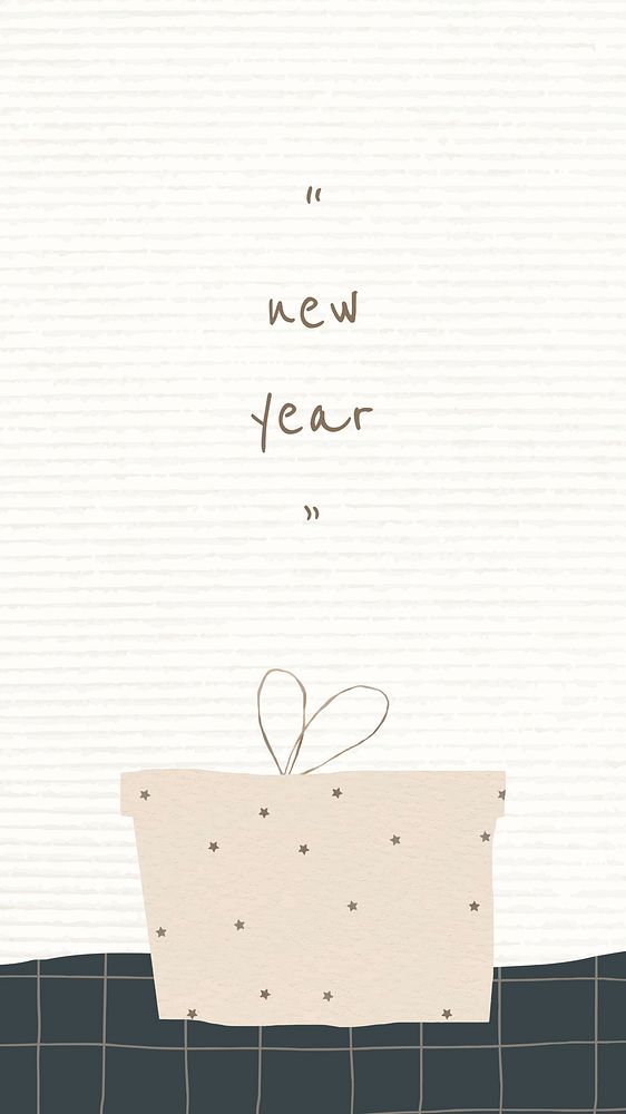 Cute new year editable template vector gift box social media story background