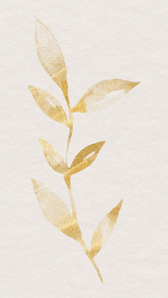Gold leaf watercolor botanical psd