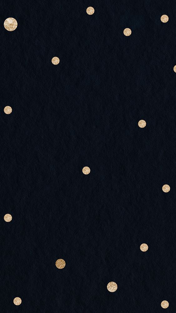 Gold dots black phone wallpaper festive social story background