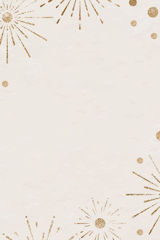 Glittery firework beige background vector new year celebration