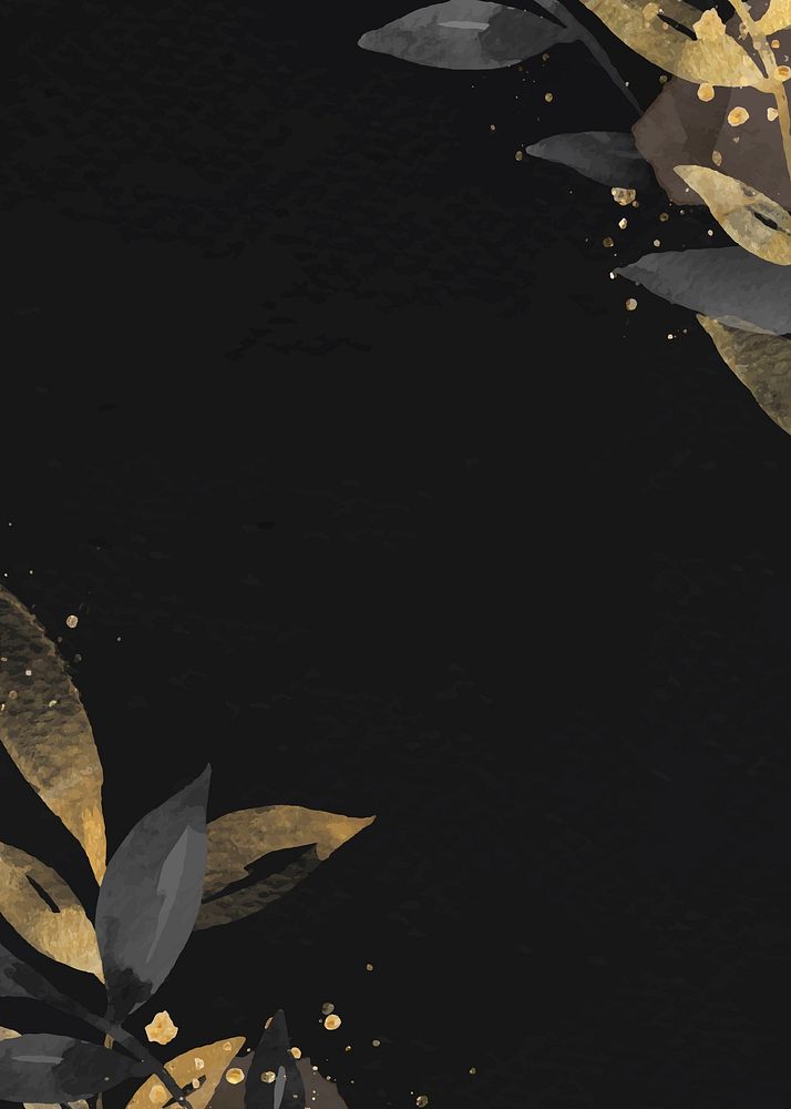 Golden leaf black card background