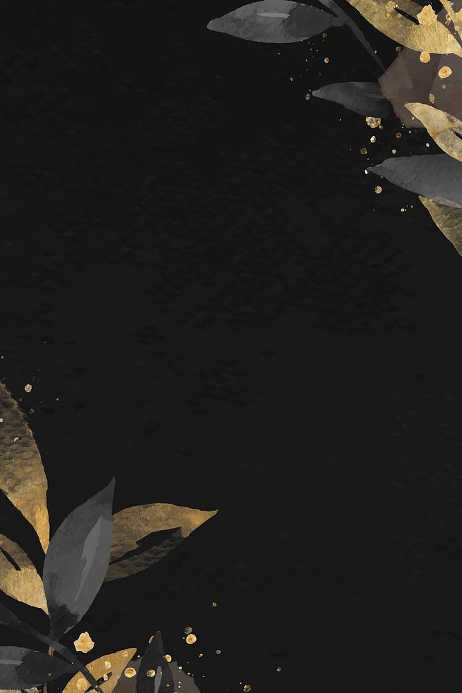 Golden leaf black background vector social media wallpaper