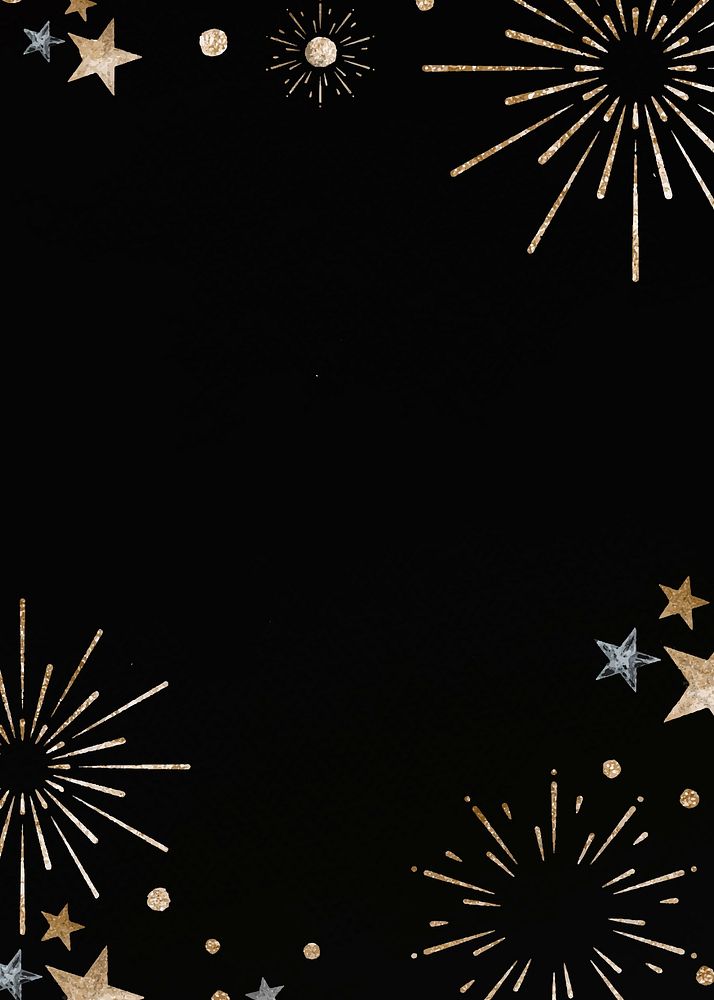 Firework festive invitation card vector black background