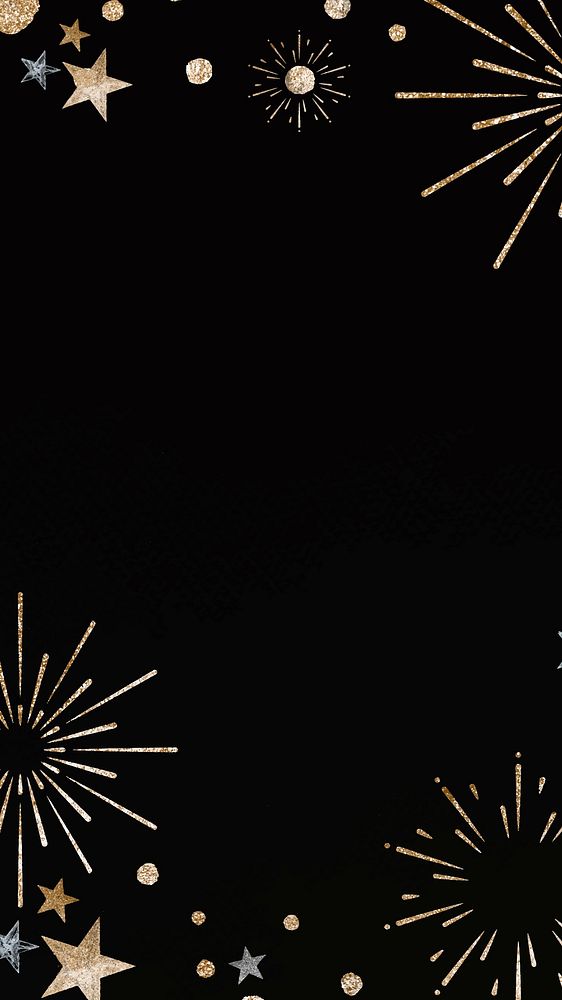 Sparkling firework phone wallpaper vector black background