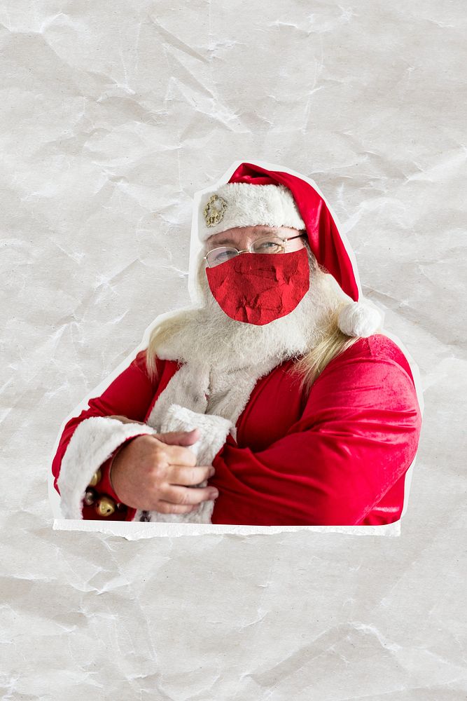 Santa wearing face mask in the new normal Christmas celebration