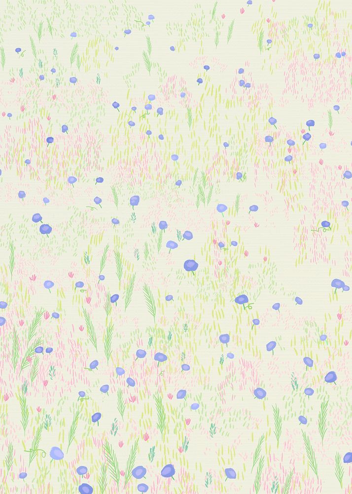 Sketched flower field background bird eye view poster