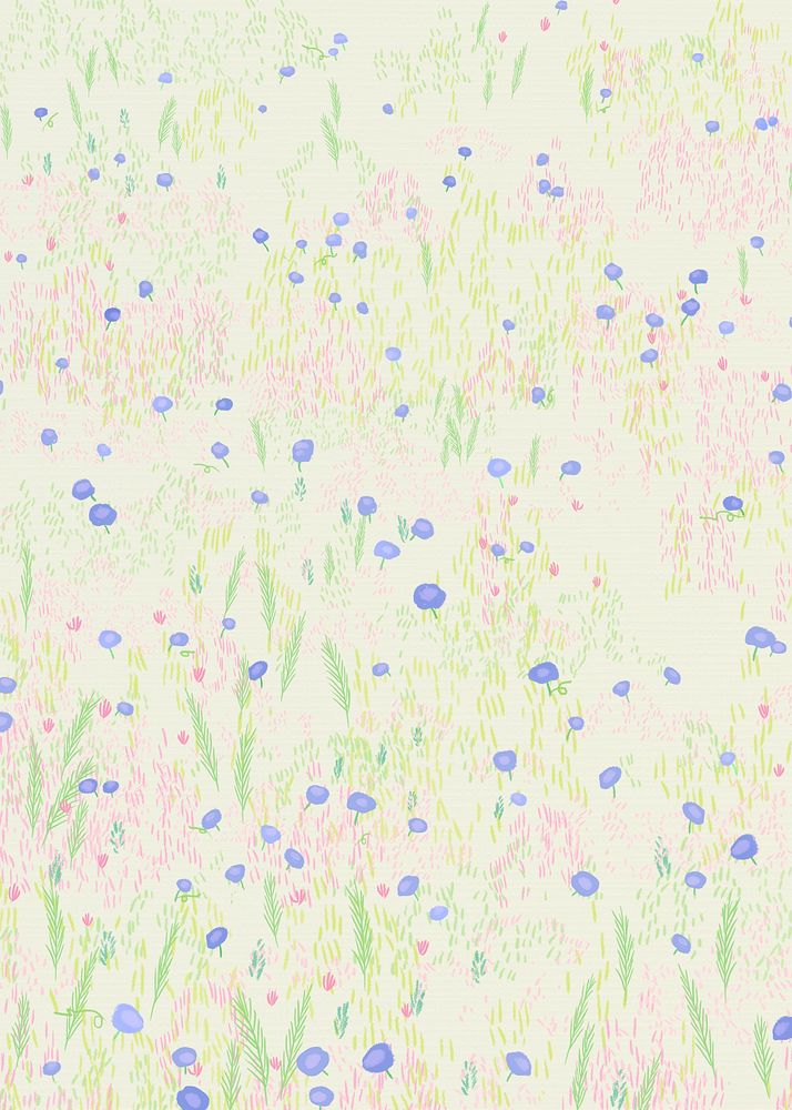 Sketched flower field vector background bird eye view poster