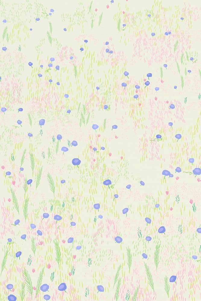 Sketched flower field vector background bird eye view social media banner