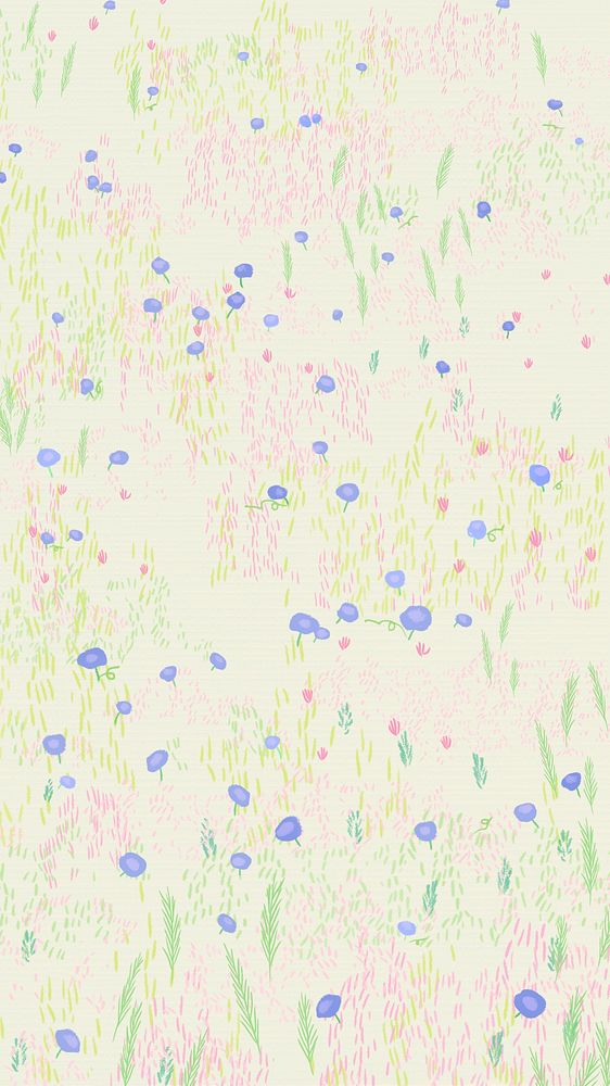 Sketched flower field background bird eye view social media story