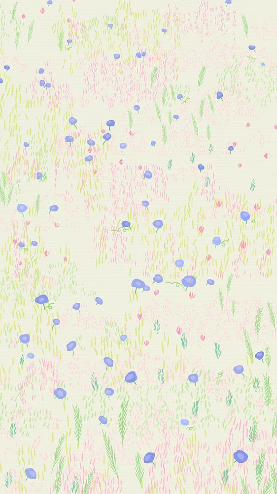 Sketched flower field vector background bird eye view social media story