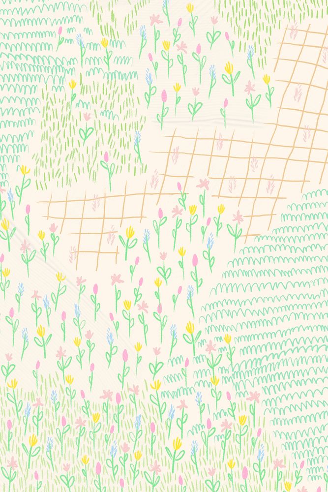 Summer flower field background monoline sketch social media banner