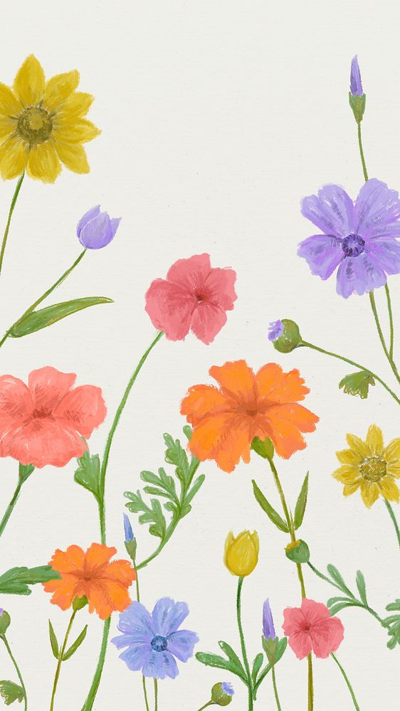 Summer floral graphic background in cheerful colors social media story