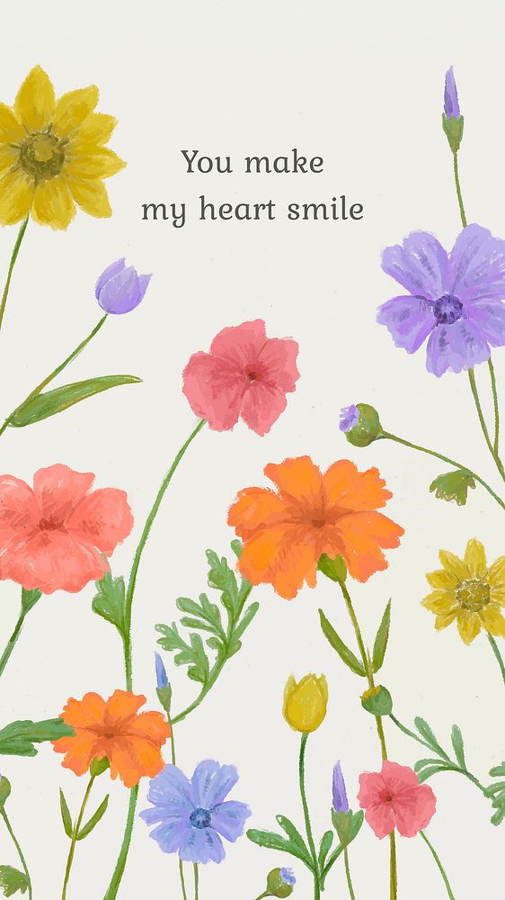 Editable cute quote template vector floral background for social media story
