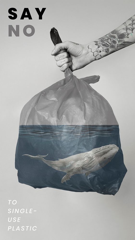 Single-use plastic reduction template vector climate change campaign 
