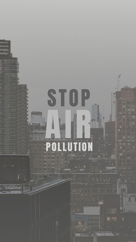 Air polluted city template vector in monotone landscape photography