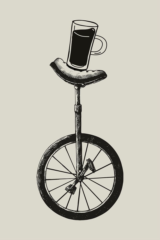 Monocycle with coffee logo business corporate identity illustration