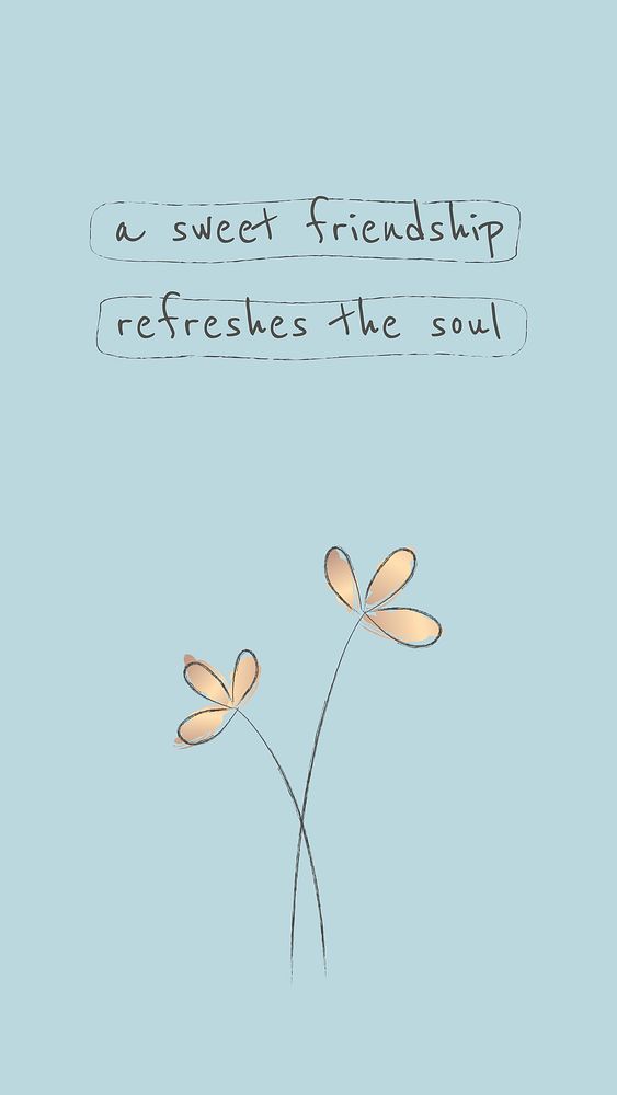 Friendship quote mobile wallpaper with doodle plant
