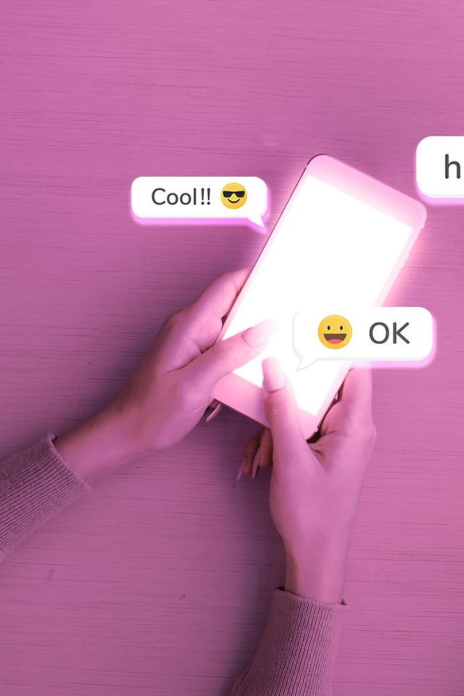Social media flirty texting with pink media mix