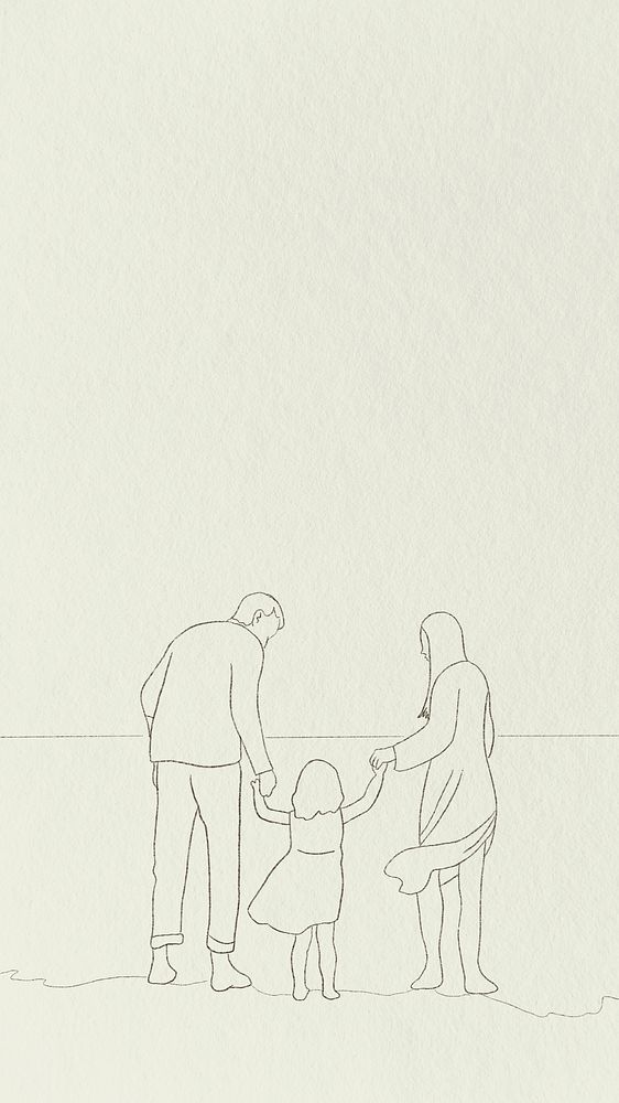 Family time background vector simple line drawing