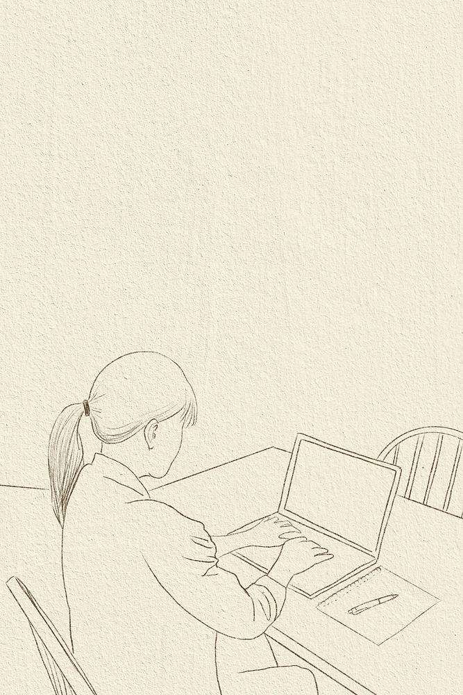 Home office background career in new normal simple line drawing