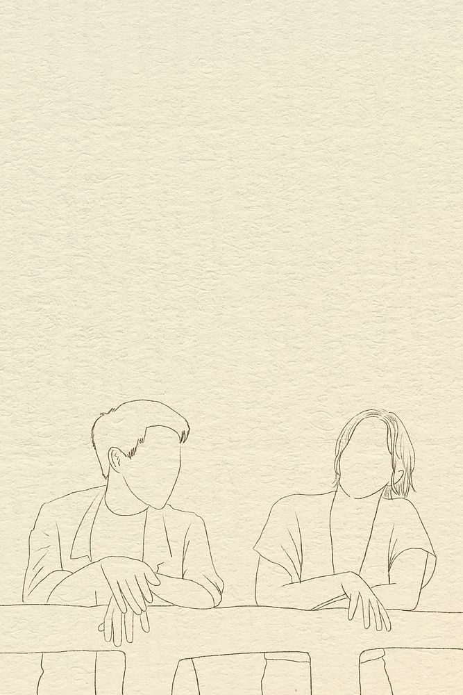 Couple background vector falling in love simple line drawing