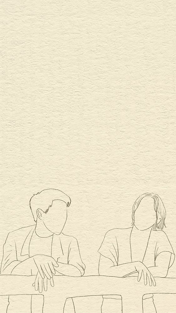 Couple background vector falling in love simple line drawing