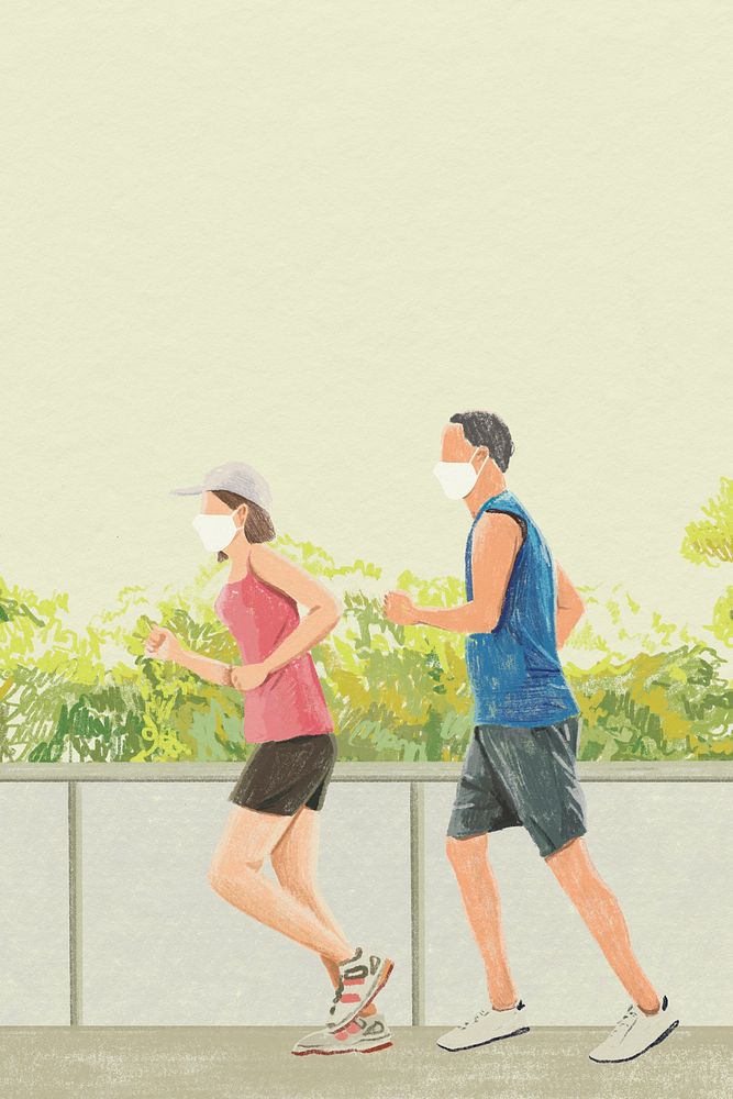 Jogging background outdoor exercise color pencil illustration