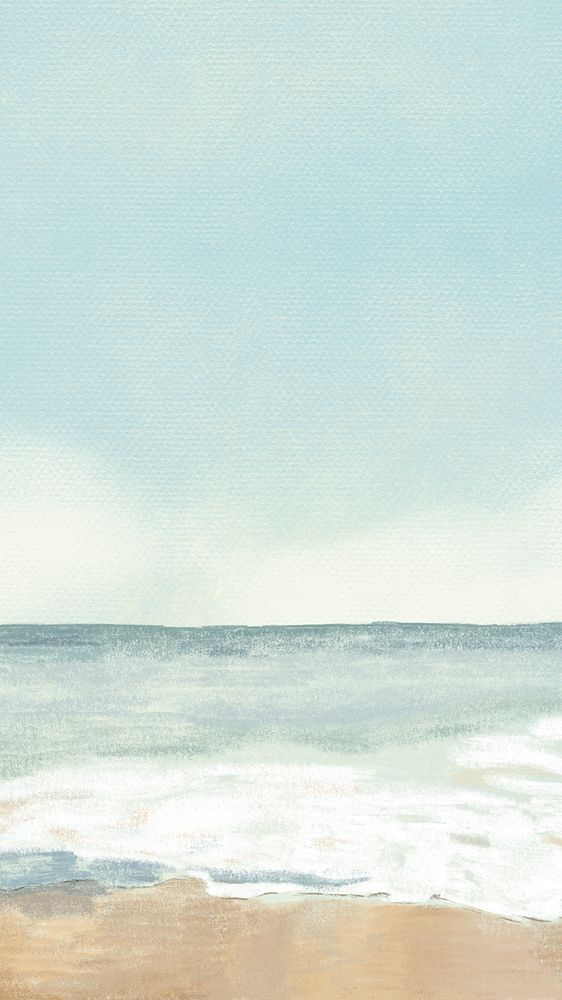 Beach mobile wallpaper color pencil illustration