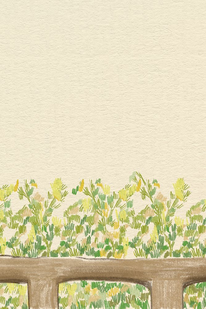 Green bushes background color pencil illustration