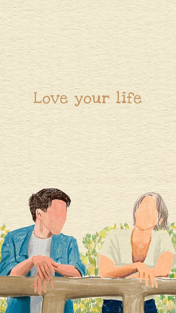 Family and lifestyle vector mobile wallpaper with quote, love your life