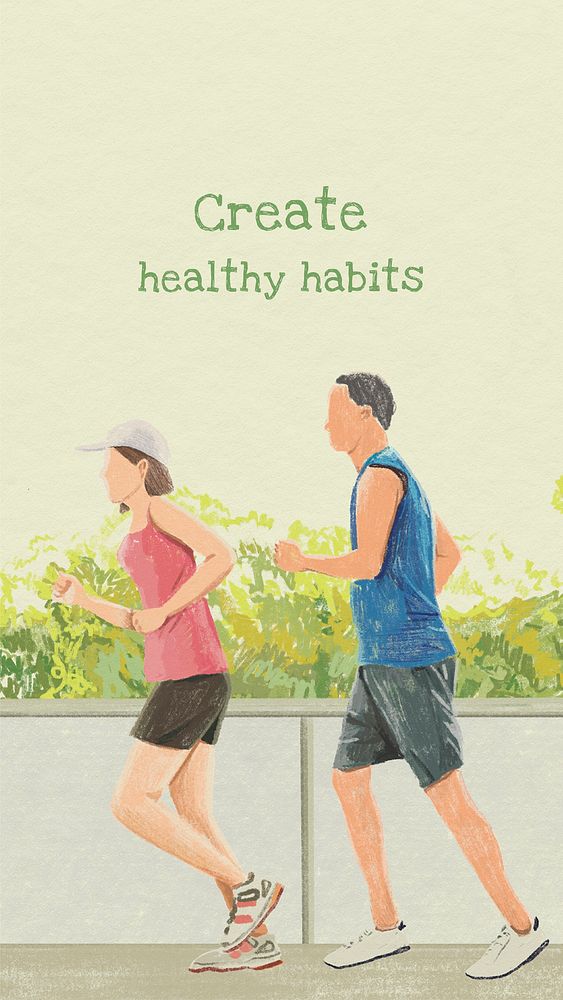 Outdoor jogging mobile wallpaper with quote, create healthy habits