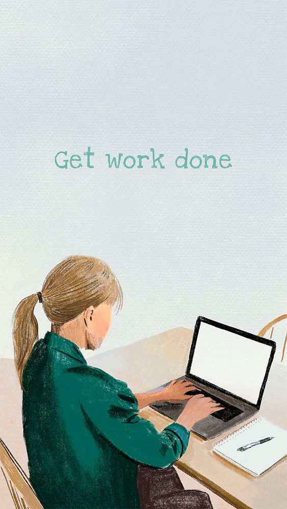 Get work done quote color pencil illustration
