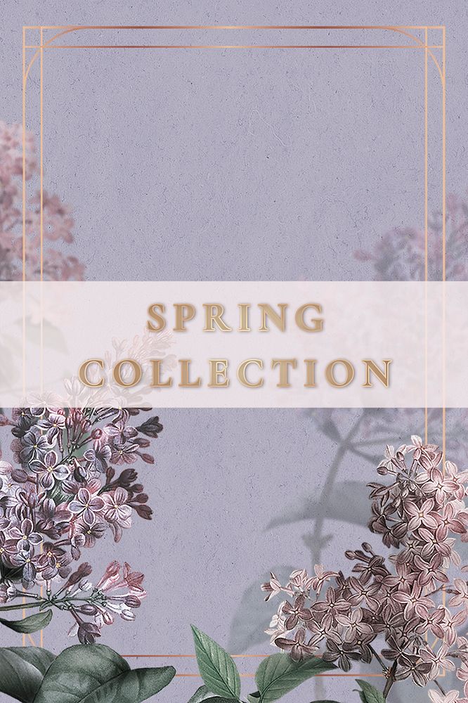 Spring collection text on floral background