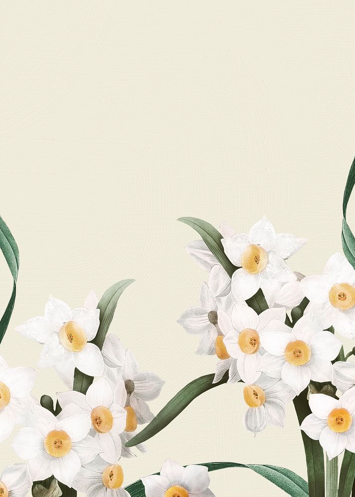Floral wedding card with daffodil flowers