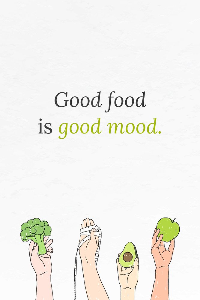 Good food is good mood with green fruits and vegetables illustration social banner