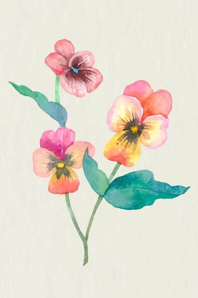 Easter flowers design element vector watercolor illustration